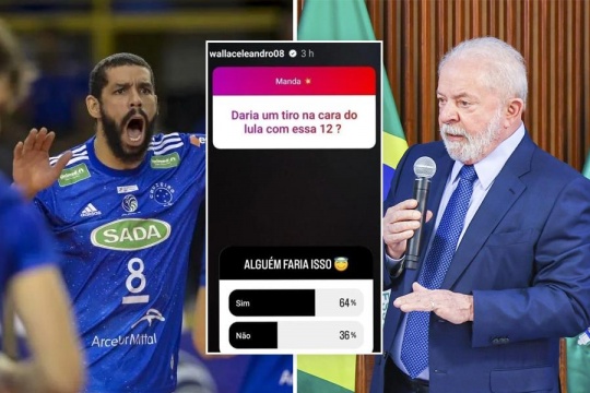Jugador de vóley de Brasil se fue al pasto: lanzó una encuesta titulada “¿Le darían un tiro en la cara a Lula?”